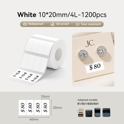 10*20mm 4-up waterproof thermal sticker labels fit NIIMBOT B1 B21 B3S B31