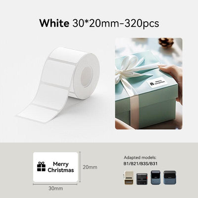 30-20mm white waterproof label stickers compatible with NIIMBOT B1 B21 B3S B31 printer
