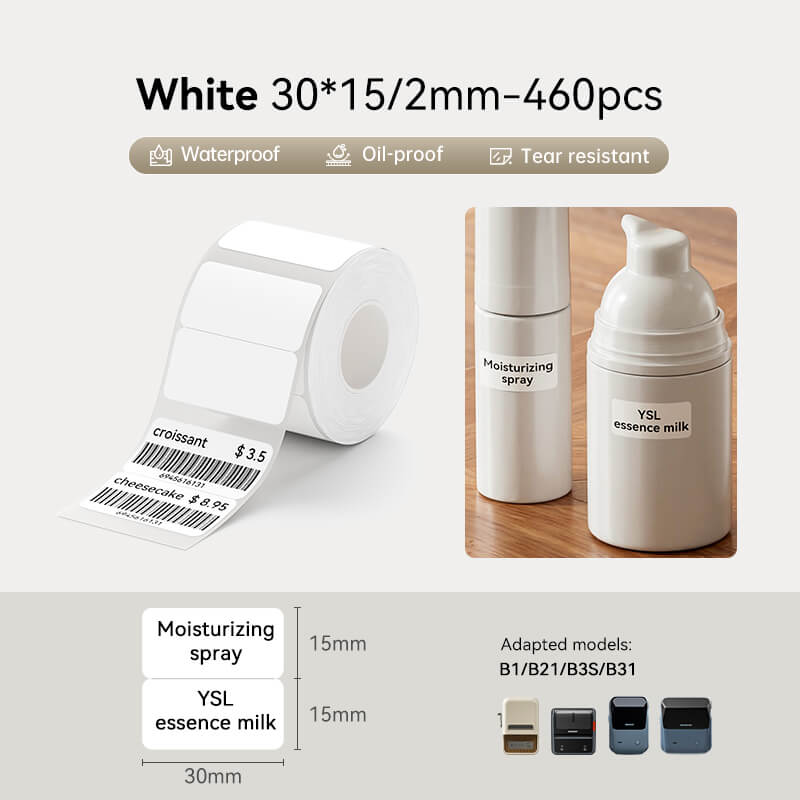 30*15mm 2-up waterproof thermal labels compatible with NIIMBOT B1 B21 B3S B31