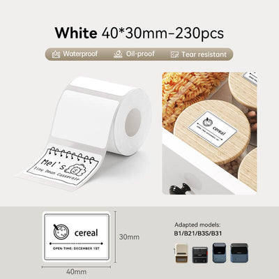 40-30mm white waterproof oil-proof tear-resistant thermal label stickers compatible with NIIMBOT B1 B21 B3S B31 printer