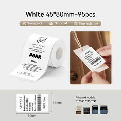 45*80mm oil & tear resistant thermal labels compatible with NIIMBOT B1 B21 B3S B31 printer