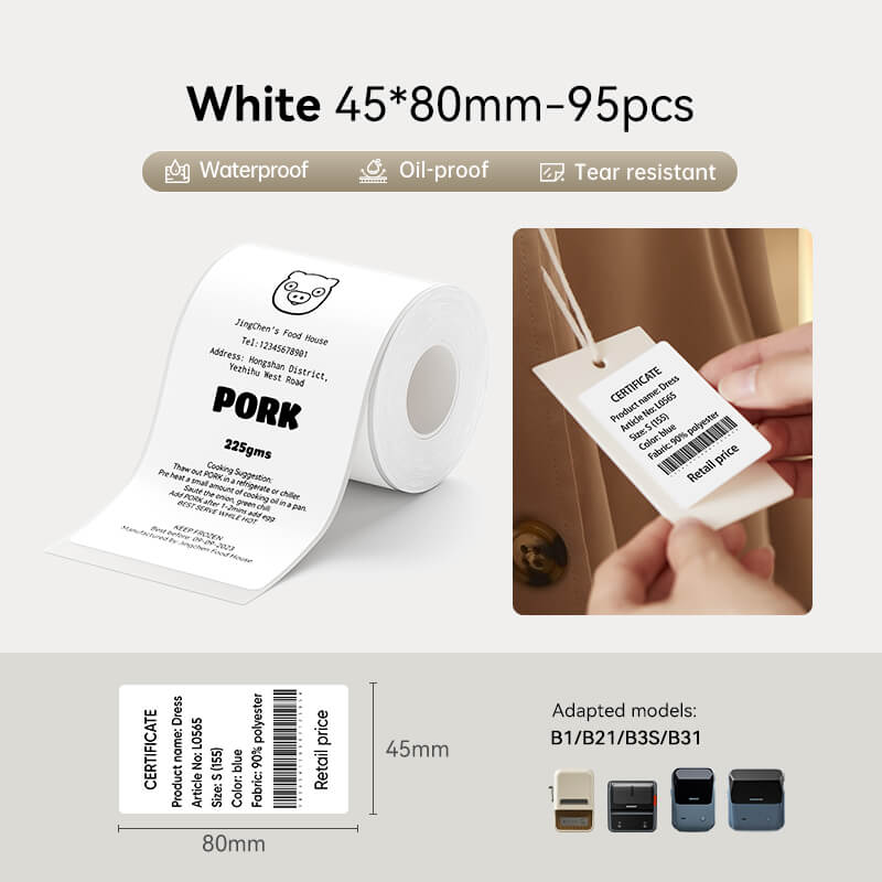 45*80mm oil & tear resistant thermal labels compatible with NIIMBOT B1 B21 B3S B31 printer