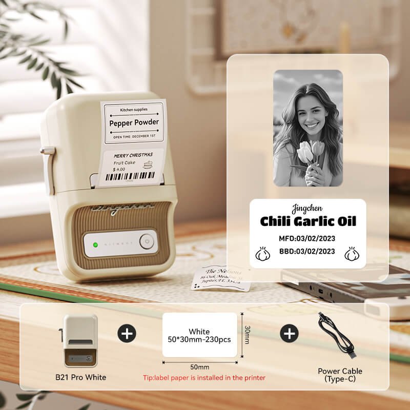 NIIMBOT B21 Pro All-in-One Label Maker — 2" 300DPI Bluetooth Printer for Home, Pantry & Small Business