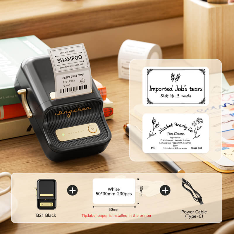 NIIMBOT B21 Bluetooth Thermal Label Printer — 2" Wide, 60mm/s High-Speed for DIY