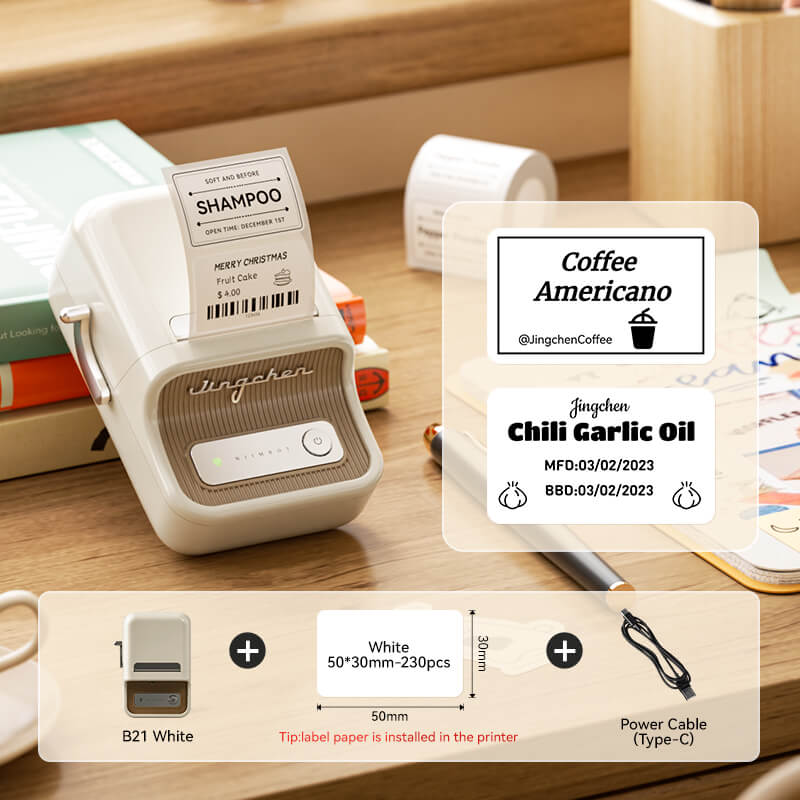 NIIMBOT B21 Bluetooth Thermal Label Printer — 2" Wide, 60mm/s High-Speed for DIY