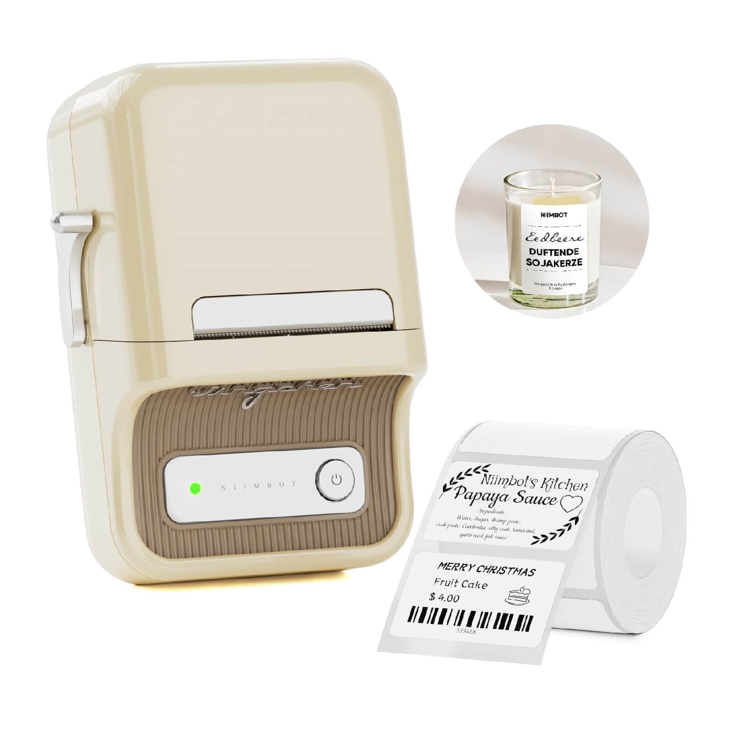 NIIMBOT B21 Bluetooth Thermal Label Printer creamy white