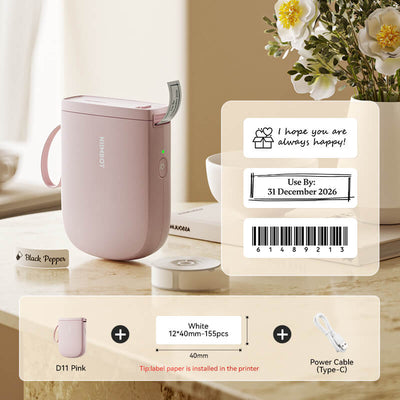 NIIMBOT D11 Portable Bluetooth Label Maker — 300DPI Thermal Mini Printer for Home, Office & School
