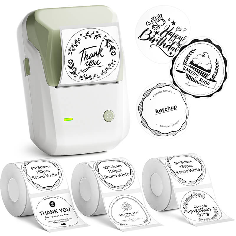 Niimbot B1 Label Printer With 3rolls Labels Green Set 10