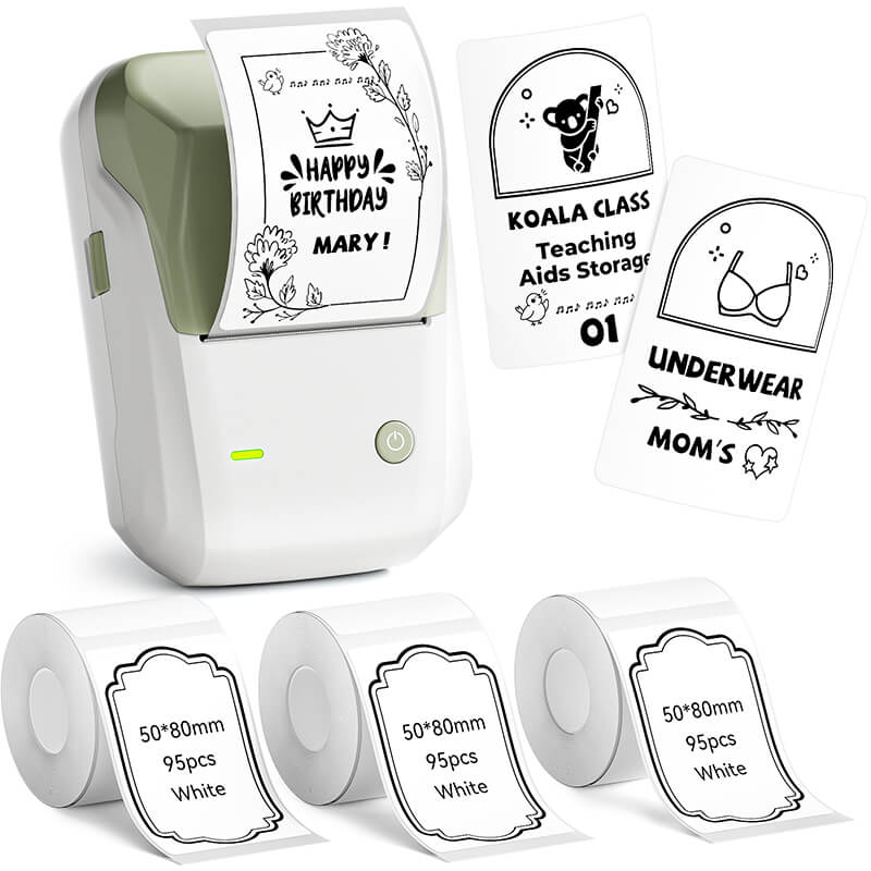 Niimbot B1 Label Printer With 3rolls Labels Green Set 12