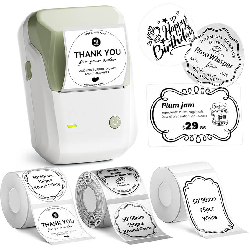 Niimbot B1 Label Printer With 3rolls Labels Green Set 5