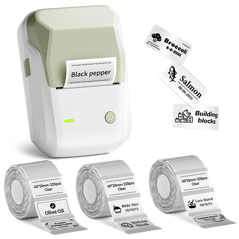Niimbot B1 Label Printer With 3rolls Labels Green Set 7
