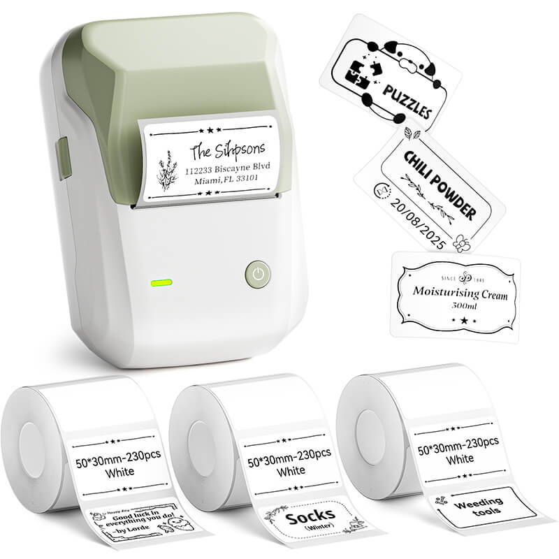 Niimbot B1 Label Printer With 3rolls Labels Green Set 9