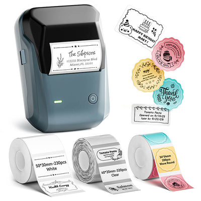 Niimbot B1 Label Printer With 3rolls Labels Lake Blue Set 1