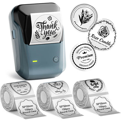 Niimbot B1 Label Printer With 3rolls Labels Lake Blue Set 11