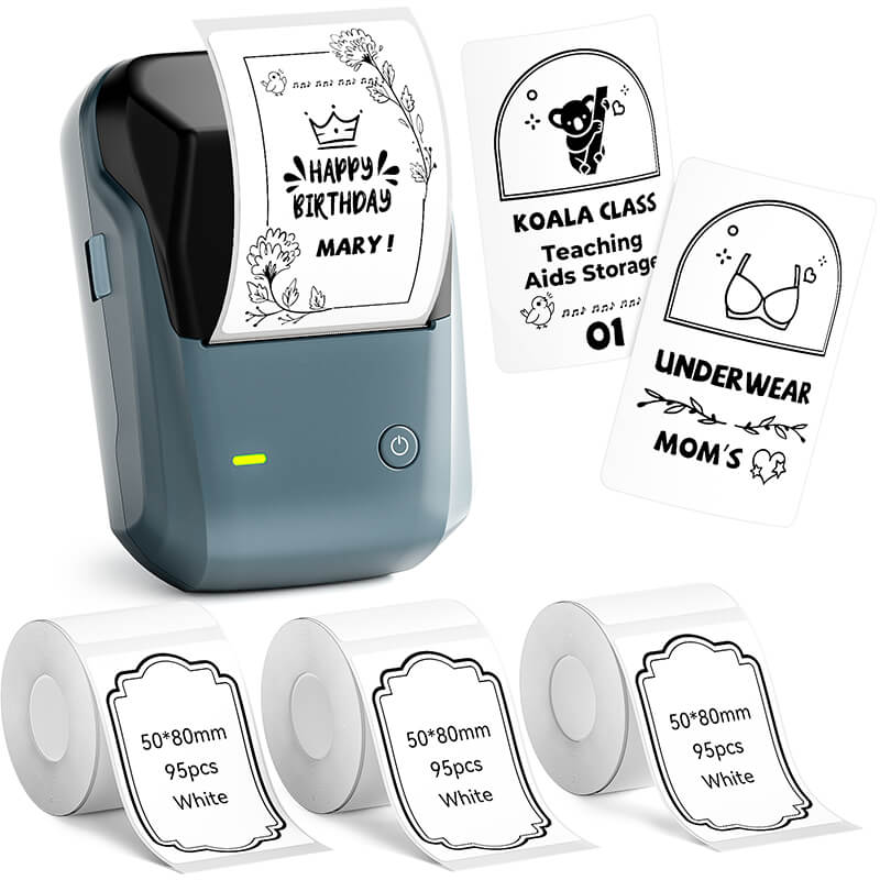 Niimbot B1 Label Printer With 3rolls Labels Lake Blue Set 12