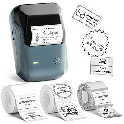 Niimbot B1 Label Printer With 3rolls Labels Lake Blue Set 2