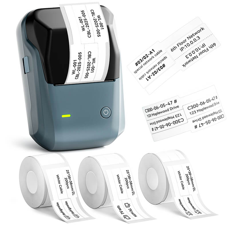 Niimbot B1 Label Printer With 3rolls Labels Lake Blue Set 6