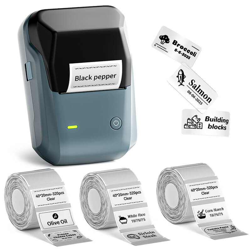 Niimbot B1 Label Printer With 3rolls Labels Lake Blue Set 7