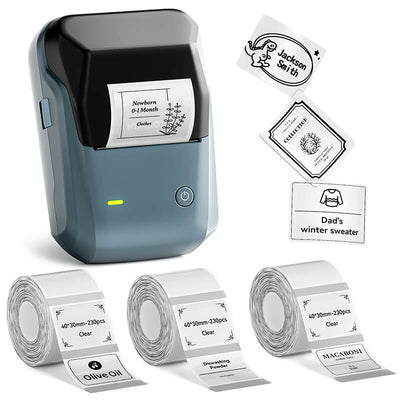 Niimbot B1 Label Printer With 3rolls Labels Lake Blue Set 8