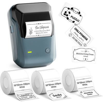 Niimbot B1 Label Printer With 3rolls Labels Lake Blue Set 9