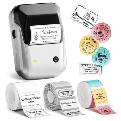 Niimbot B1 Label Printer With 3rolls Labels Silver Set 1