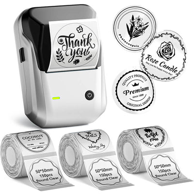 Niimbot B1 Label Printer With 3rolls Labels Silver Set 11