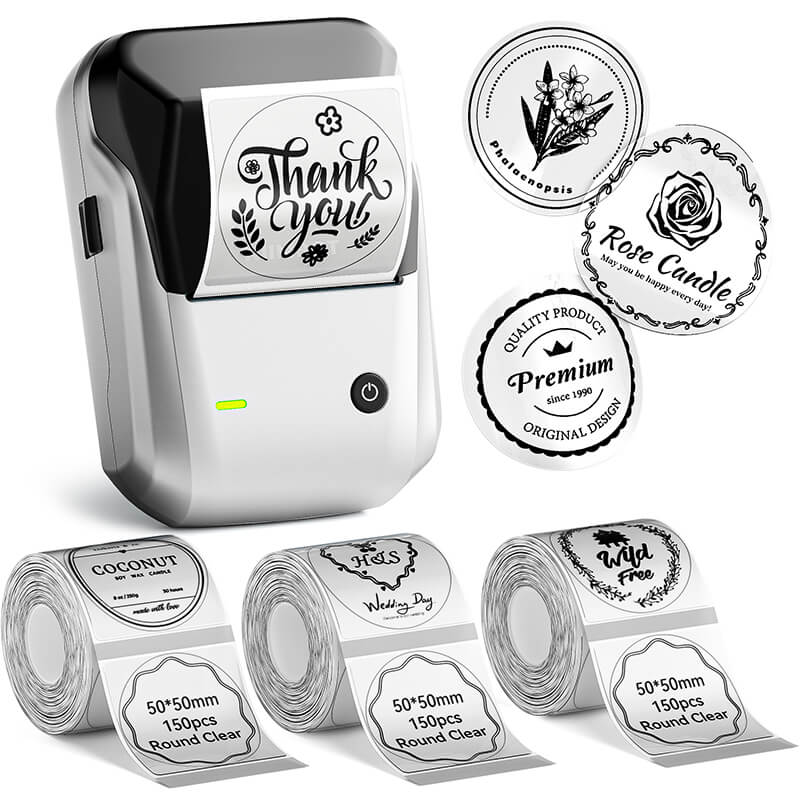 Niimbot B1 Label Printer With 3rolls Labels Silver Set 11
