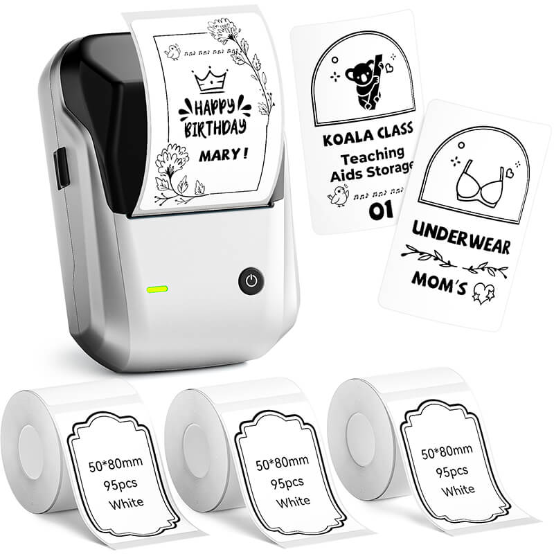 Niimbot B1 Label Printer With 3rolls Labels Silver Set 12