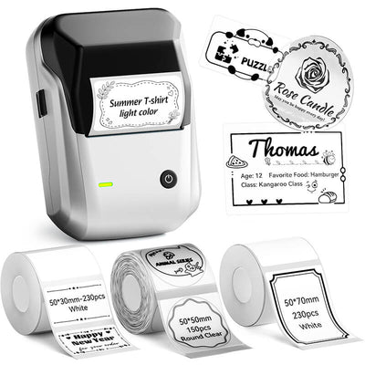 Niimbot B1 Label Printer With 3rolls Labels Silver Set 3
