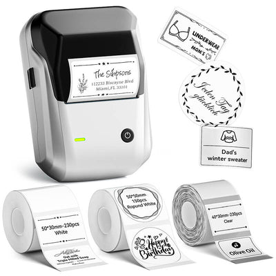 Niimbot B1 Label Printer With 3rolls Labels Silver Set 4