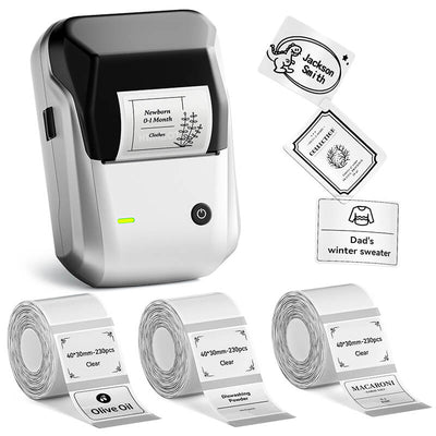 Niimbot B1 Label Printer With 3rolls Labels Silver Set 8