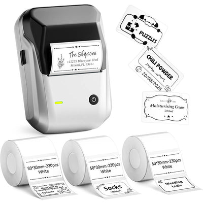 Niimbot B1 Label Printer With 3rolls Labels Silver Set 9
