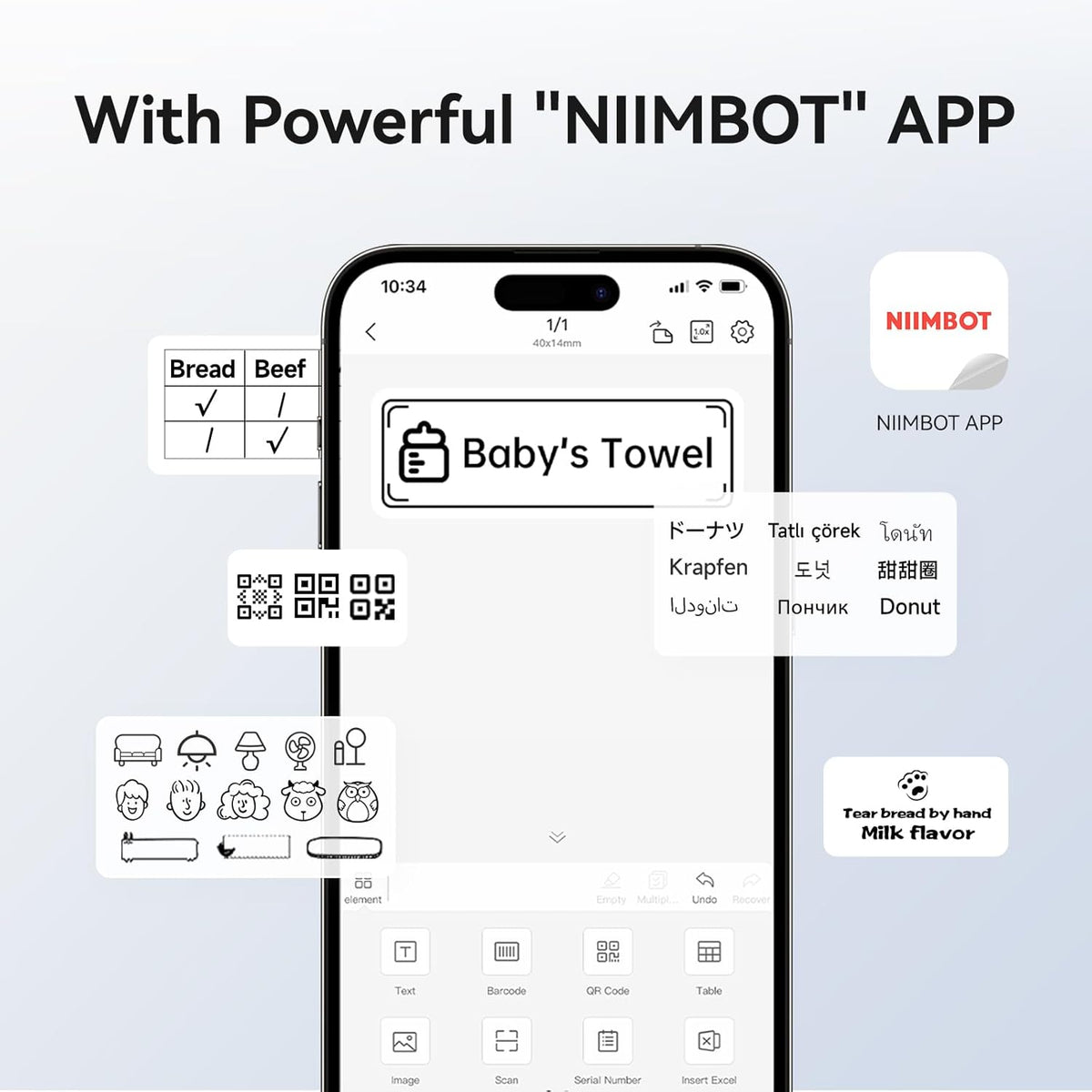 NIIMBOT B1 with Powerful NIIMBOT APP for Custom Label Editing