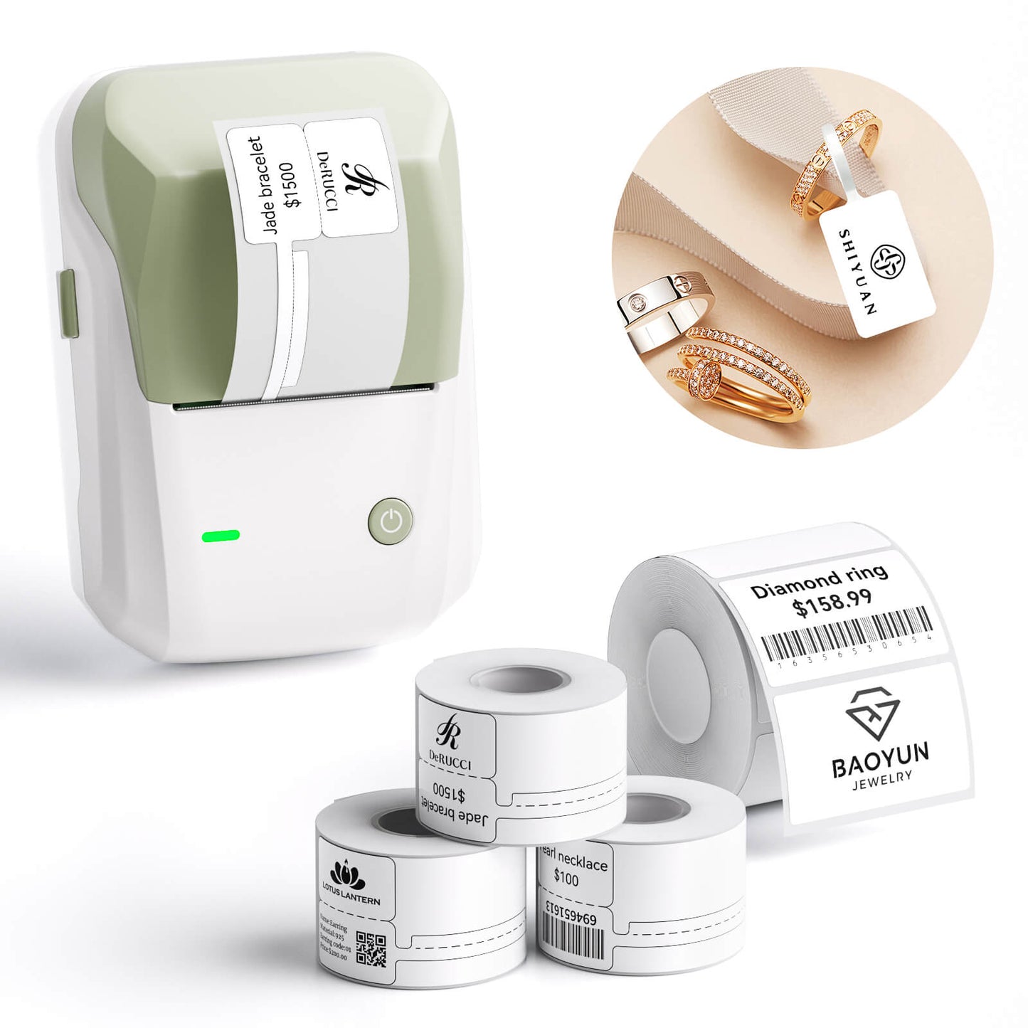 NIIMBOT B1 Jewellery Label Printer Set — 2" Thermal Tag Machine with 3 Rolls Labels for Boutiques