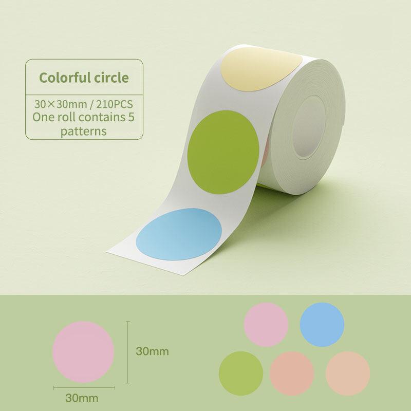 30x30mm colorful circle thermal sticker labels, 5 pastel colors for NIIMBOT printer
