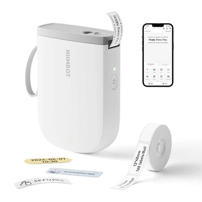 NIIMBOT D11 Mini Bluetooth Thermal Label Printer with Tape White