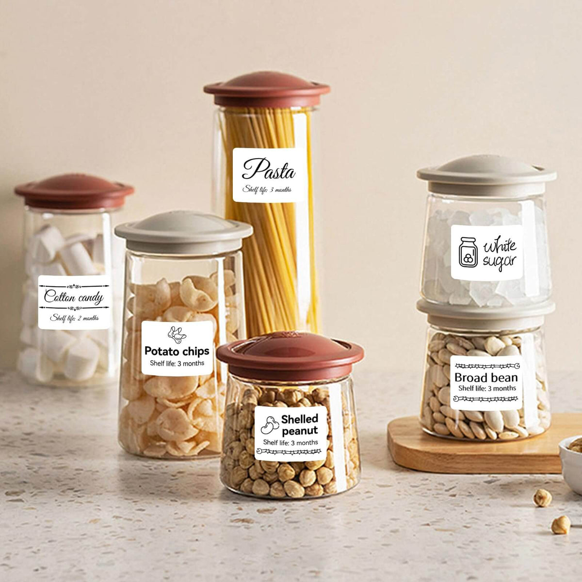 NIIMBOT thermal labels for kitchen food storage jars
