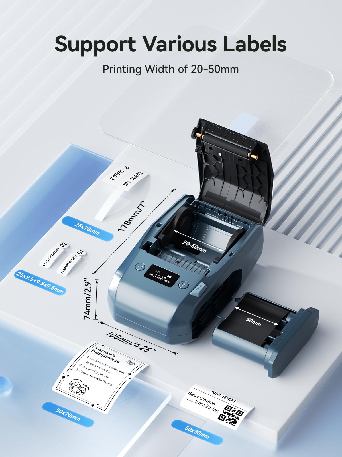 NIIMBOT M2 Label Maker with Tape 2Inch Thermal Transfer Label Printer, Blue