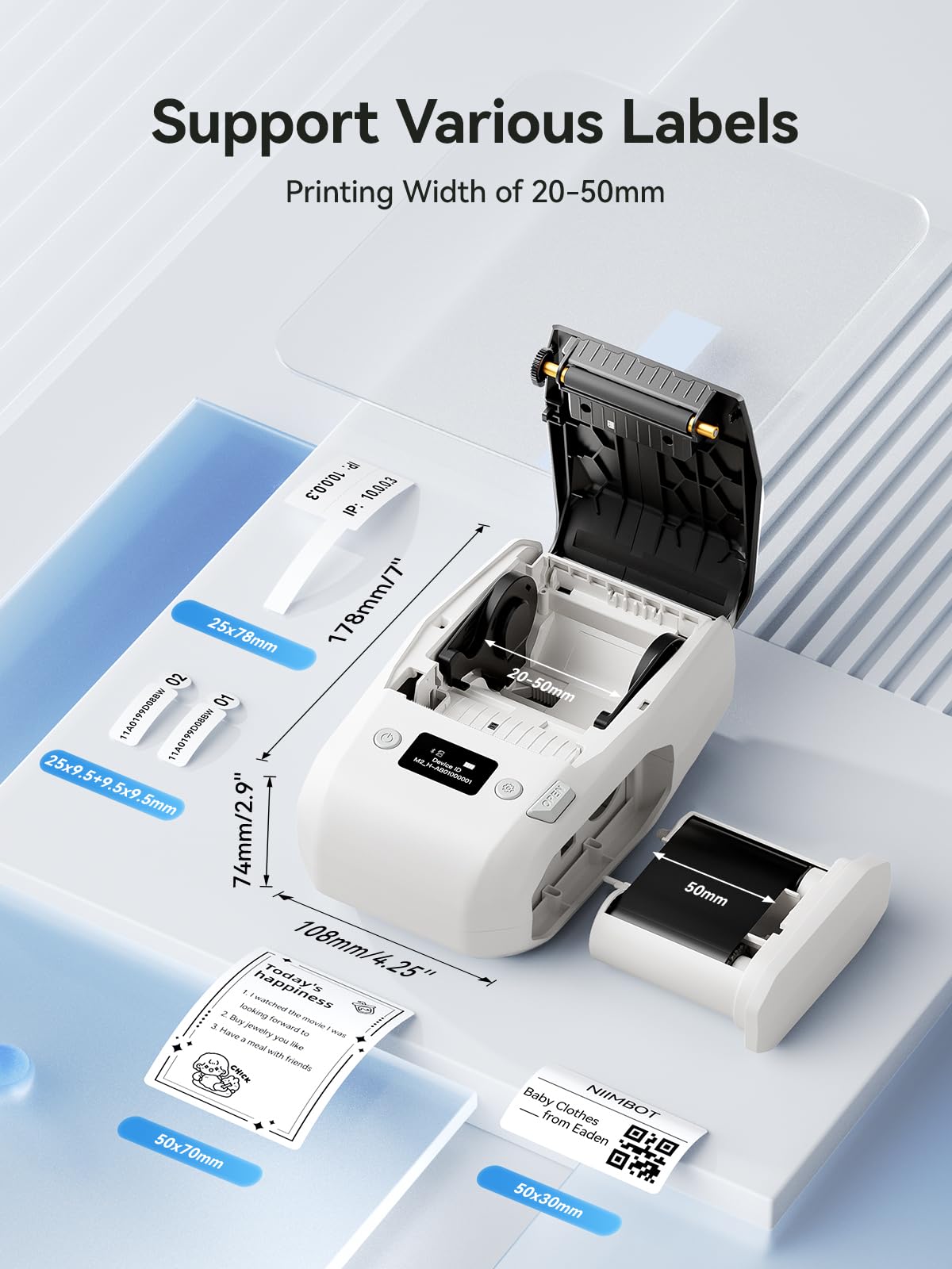 NIIMBOT M2 Label Maker with Tape 2Inch Thermal Transfer Label Printer, White