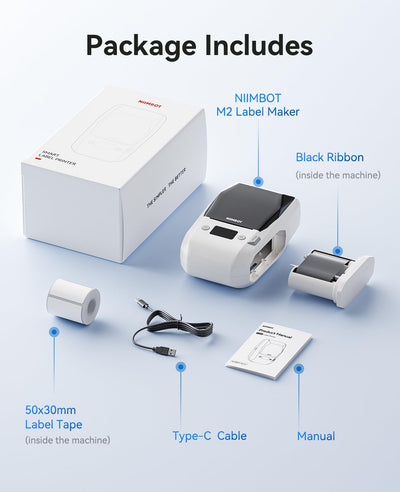 NIIMBOT M2 Label Maker with Tape 2Inch Thermal Transfer Label Printer, White