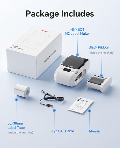NIIMBOT M2 Label Maker with Tape 2Inch Thermal Transfer Label Printer, White