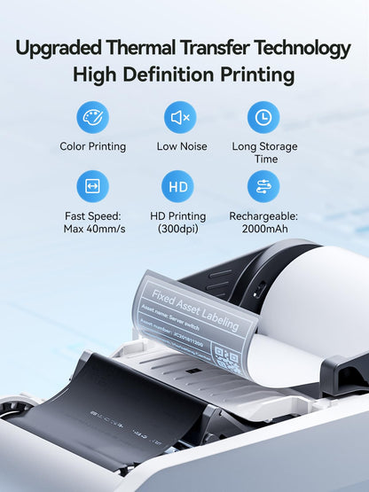 NIIMBOT M2 Label Maker with Tape 2Inch Thermal Transfer Label Printer, White