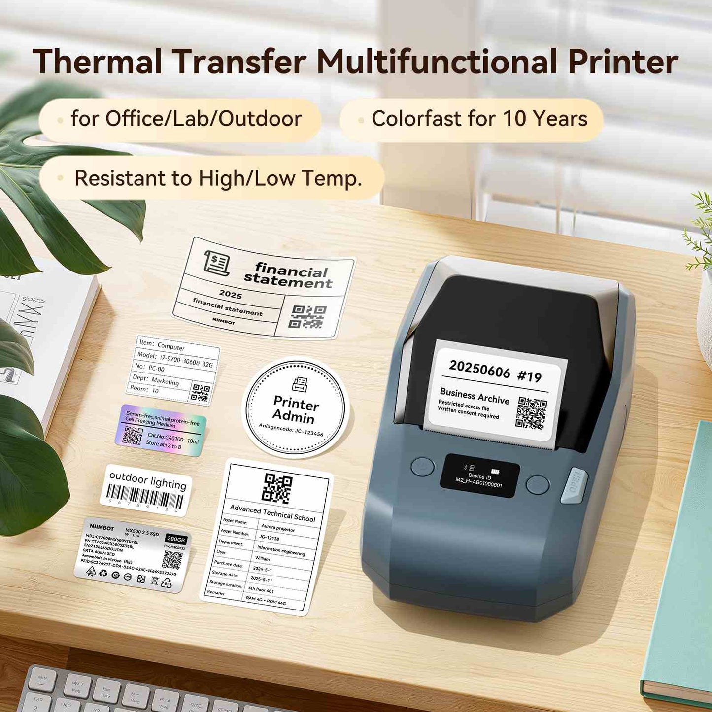 NIIMBOT M2 Thermal Transfer Label Maker Machine - 300DPI Bluetooth Handheld Label Printer for Office, Home & Small Business