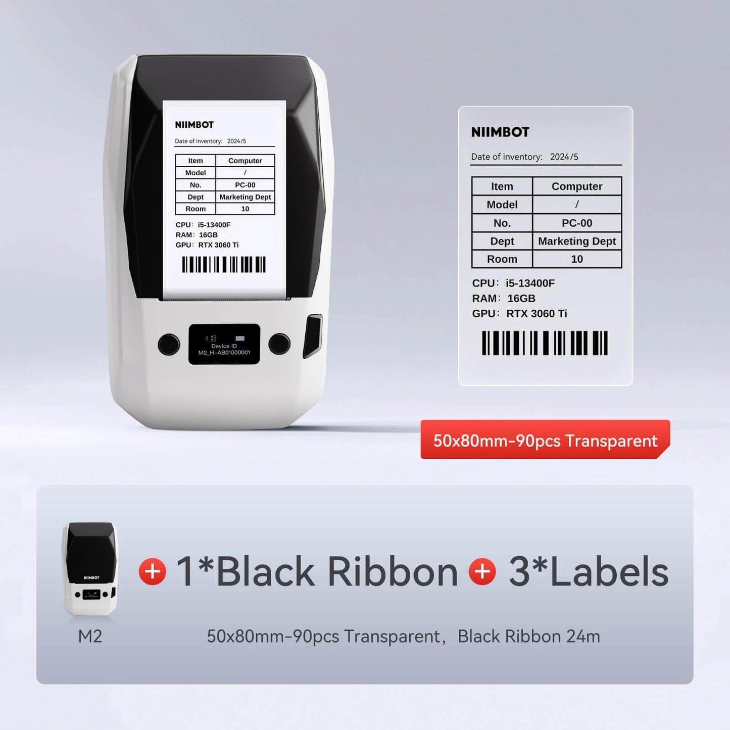 NIIMBOT M2 Thermal Transfer Label Maker Machine - 300DPI Bluetooth Handheld Label Printer for Office, Home & Small Business