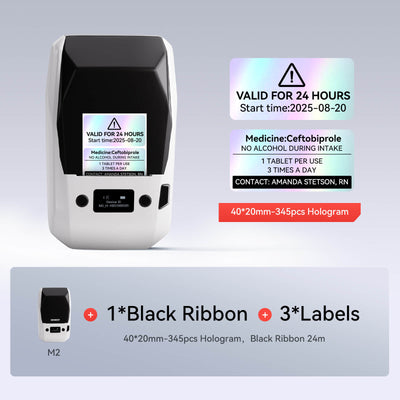 NIIMBOT M2 with 1 black ribbon 3 40x20mm labels Hologram