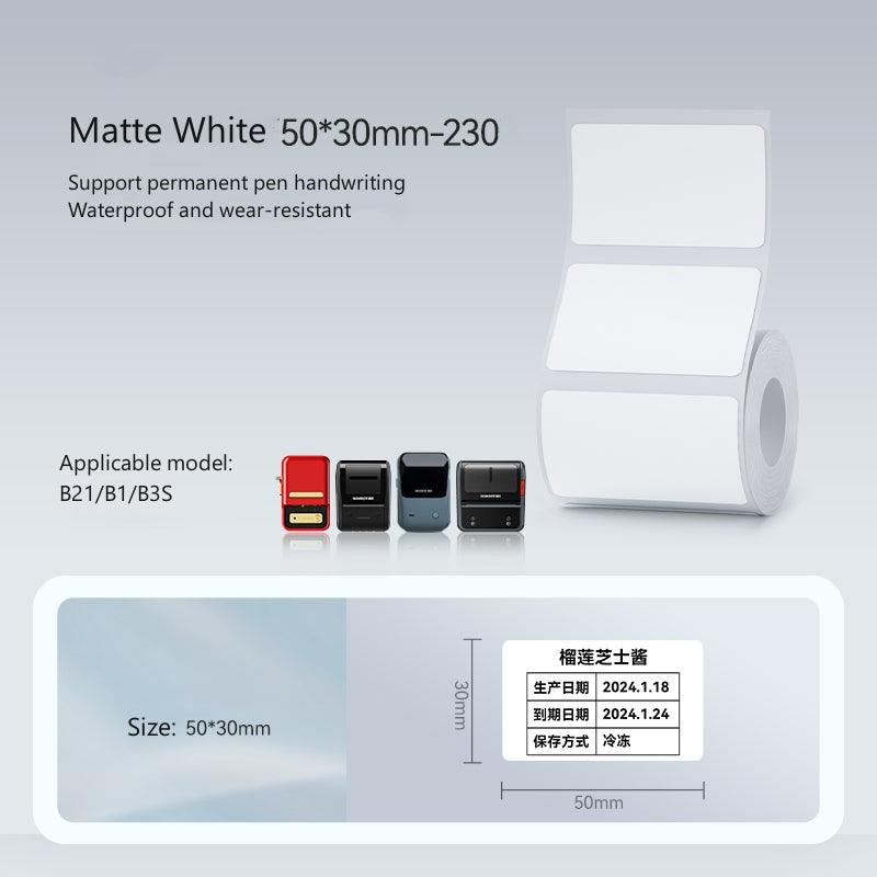 50*30mm matte white waterproof wear-resistant label stickers compatible with NIIMBOT B21 B1 B3S printer
